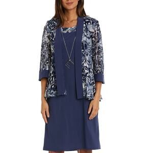 R & M Richards Jacket Dress with Removable Necklace NWT Size 8